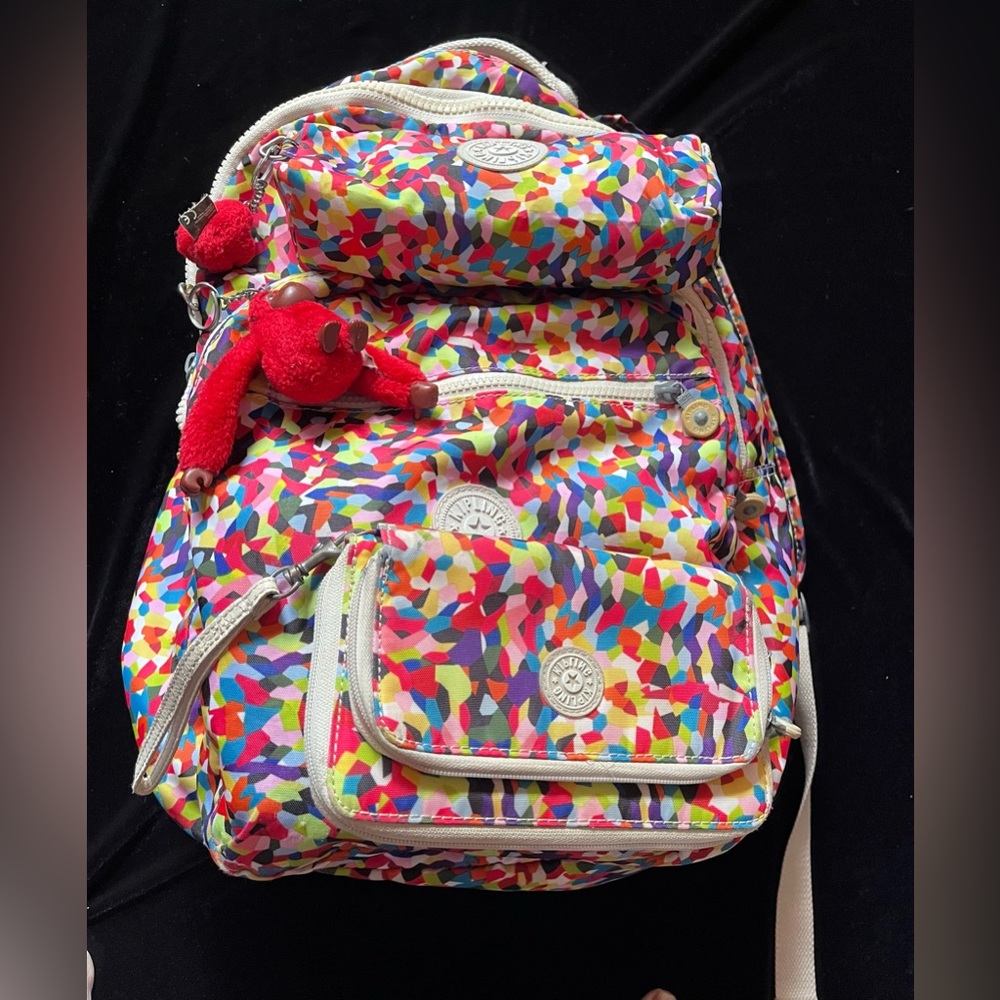 Kipling Seoul Mosaic Print Large Backpack with Wallet & Pouch - Picture 2 of 13